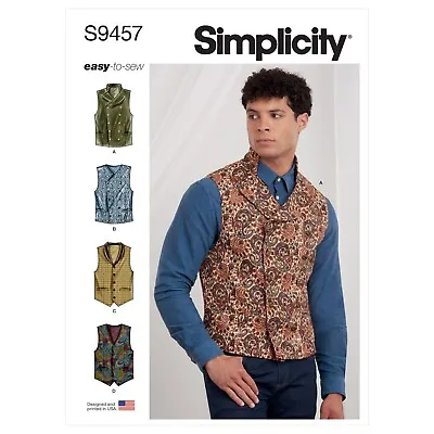 SIMPLICITY 9457 MEN'S WAISTCOAT VESTS Sewing Pattern Sizes 34-42 & 44-52 • £12.69