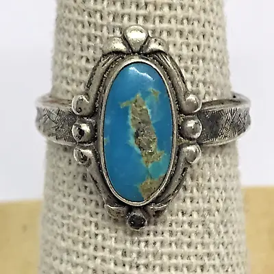 Vintage Sterling Silver Turquoise Ring Size 6 Designer Hallmarked • $26.88