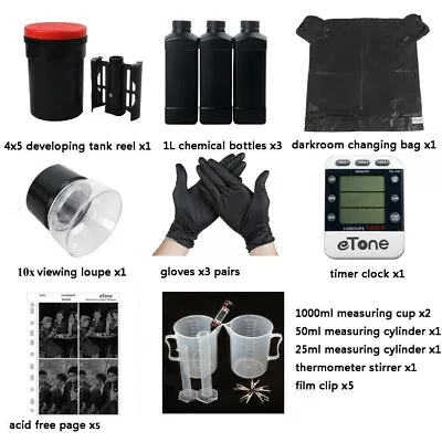 Darkroom Film Developing Equipment Kit For 4x5 Color B/W Negative Processing • £98.99