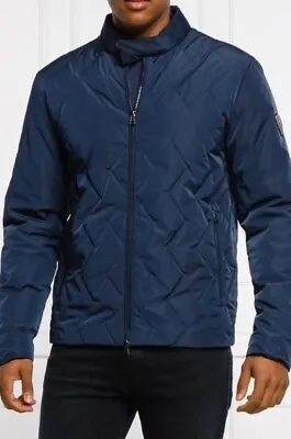 Emporio Armani Men’s Jacket EA7 - Navy Blue Quilted Padded Bomber Coat M Medium • £70