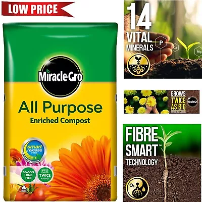 Miracle Gro All Purpose Enriched Compost Garden Plant Growing Soil 40L • £11.48