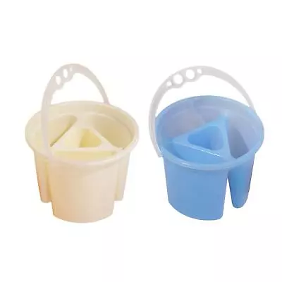 Paint Brush Wash Bucket Water Barrel Painting Water Cup 4 Grids With Brush • £8.44