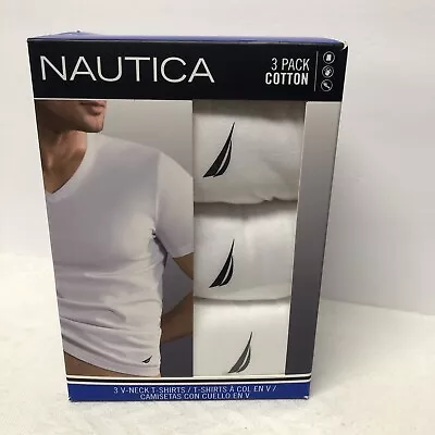 Nautica 3pk 100% Cotton V-Neck T-Shirts Medium New In Package • $24