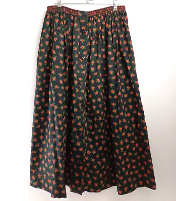 Vintage Liberty Cotton Rose Print Button Up Midi Skirt Plus Size Waist 34  - 50  • £40
