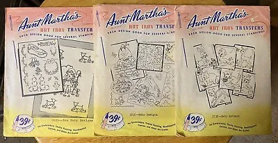 3 VTG Aunt Martha's Hot Iron Transfers Embroidery 3628 3738 3746 Baby Designs • $9.75