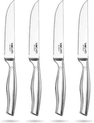 Set Of 4 Steak Knives NEXT DAY DELIVERY Cutlery Steak Knife NEW Silver St. Steel • £19.99