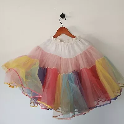 Vintage Pastel Pink Purple Rainbow Peplum Skirt Square Dancing Pettiskirt • $39.99