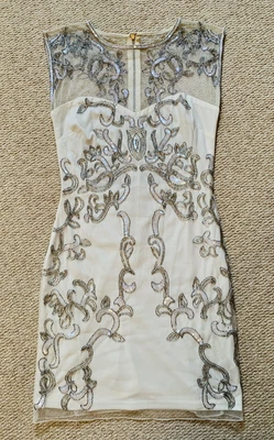 £2.99 • Buy Miss Selfridge Dress Size 14: Embellished Beading, Cream Silver, Party Or Hen!