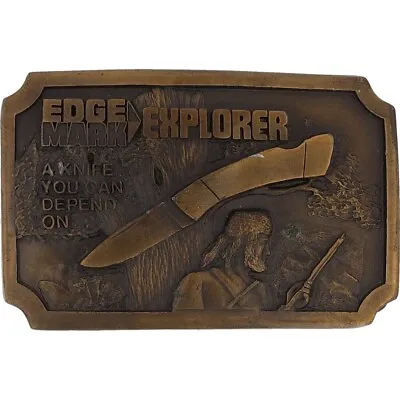 Edge Mark Explorer Knife Knives Frontier Mountain Man 70s Vintage Belt Buckle • $45