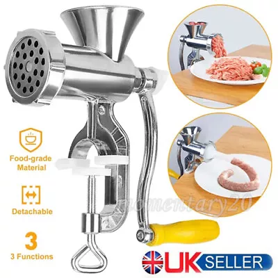 Manual Meat Grinder Mincer Stuffer  Hand.Sausage.Sauce Maker Machine FillerTool • £10.99