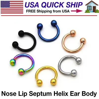 $4.89 • Buy 16g Nose Ring Septum Lip Nipple Helix Tragus Body Piercing Stainless Steel