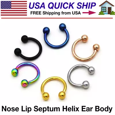 16g Nose Ring Septum Lip Nipple Helix Tragus Body Piercing Stainless Steel • $4.70