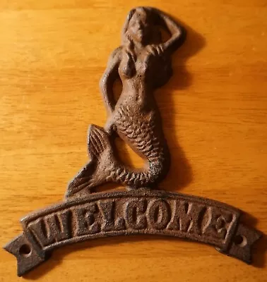 MERMAID WELCOME Rustic Cast Iron Sign Tropical Coastal Nautical Beach Home Decor • $14.95