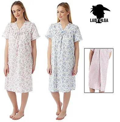 £15.99 • Buy Ladies Open Back Poly Cotton Incontinence Hospital Care Nightie Nightdress 12-26