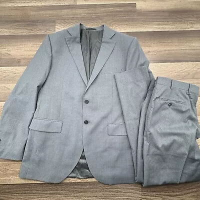 Lubiam Suit Mens Size 54R (US 44R) Gray Wool Vitale Plaid Italian Pants (36x30) • $49.95