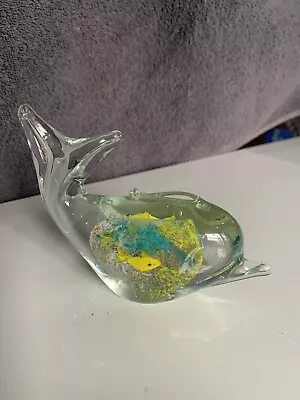 Murano Style Glass Dolphin Paper Weight Art Glass Figurine • $25