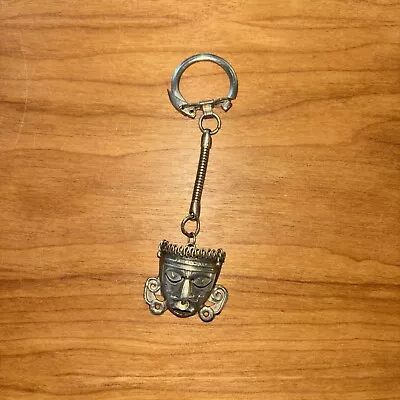 Sterling Mexican Mayan Inca Aztec Tribal Mask Key Ring • $50