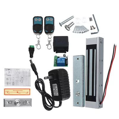 Electric Magnetic Lock Kit Door Access Control System 2 Wireless Remote Controls • $68.87