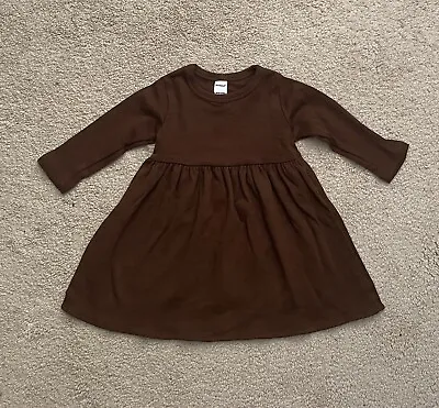 12-18 Mos Infant Brown Dress Long Sleeve Knit Embroidery Blank Monag 100% Cotton • $6
