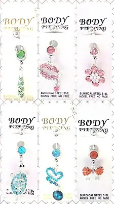 £3.49 • Buy *uk* 316l Surgical Stainless Steel Crystal Rhinestone Belly Bars. Various Styles