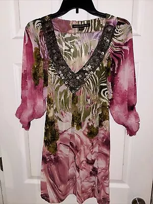 Mushka By Sienna Rose Floral Artsy Long Sleeve Boho Top Women's Size Large • $10.39