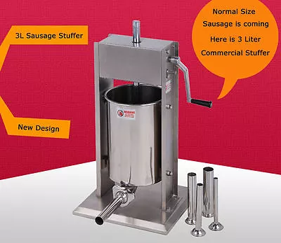 Stainless Steel Commercial Vertical Sausage Stuffer Restaurant Meat Pork  3L 8lb • $133.20