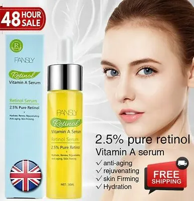 Retinol 2.5% Vitamin A Face Serum Anti Aging Wrinkles Collagen Acne Liquid 30ML • £6.13