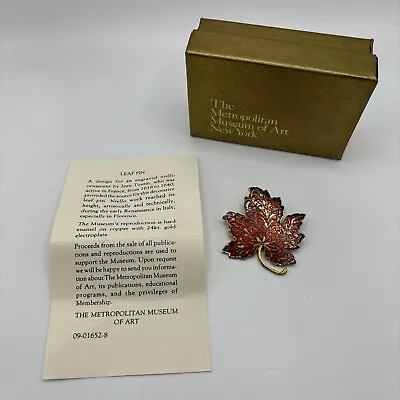 Vintage MMA 1985 Brooch Pin Red Cloisonne Enamel Maple Leaf Metropolitan Museum • $24.99