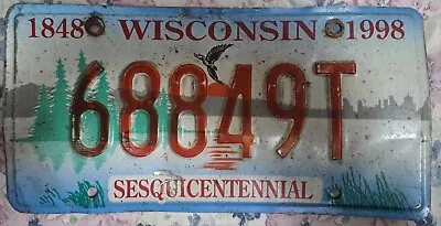 🟢🟡 VINTAGE 1998 Wisconsin Sesquicentennial License Plate 68849T 🔆🔅🔆🔅 • $1.99