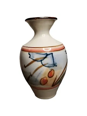 Mid Century Modern MCM Abstract Art Pottery Vase  Signed 7 1/2  Tall • $30