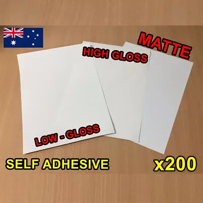 X200 Matte / Glossy A4 Self Adhesive Print Sticker Paper Sheet Laser Inkjet  • $28.95