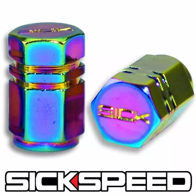 2 Neo Chrome Billet Hexagonal Valve Stem Cap Kit/set For Motorcycle Tires M8 • $9.88