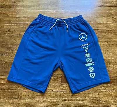 VTG Air Jordan Shorts Mens Medium Blue Logo Performance Fleece Pocket Basketball • $24.63