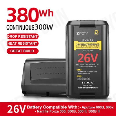 380Wh 26V V-Mount Battery V-lock DTAP For Nanlite Forza 500 500B II Aputure 600d • £299