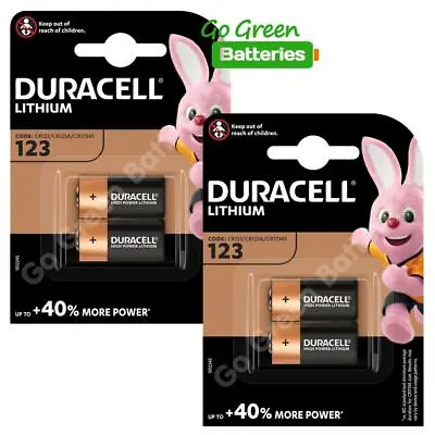 4 X Duracell CR123 3V Lithium Photo Battery DL123A CR17345 2031 Expiry NEW PACKS • £11.99