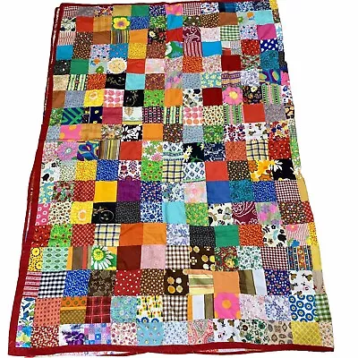 Handmade Quilt Lap Throw Patchwork Multicolor Mixed Pattern Kids Blanket NO BACK • $27