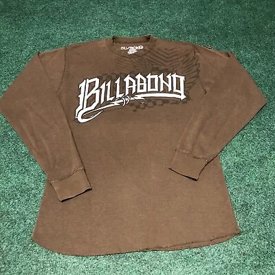 Vintage Y2K Billabong Men’s Waffle Knit Thermal Shirt M Brown Skate Goth Surf • $24.99