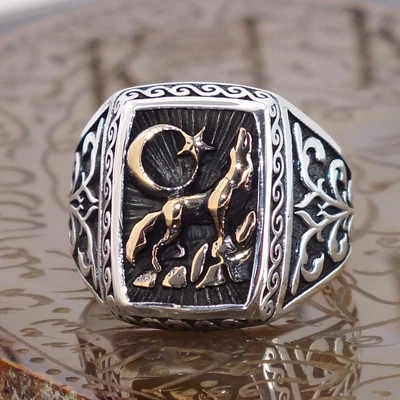 $71.82 • Buy 925 Sterling Silver Mens Ring Howling Wolf Turkish Ottoman Wolf Ring 