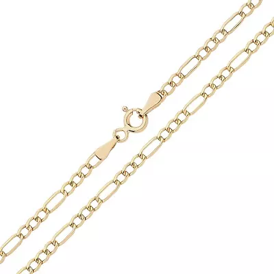 9ct Yellow Gold FIGARO Curb Chain Necklace 16 18 20 22 24 Inch 2.5mm Width • £94.95