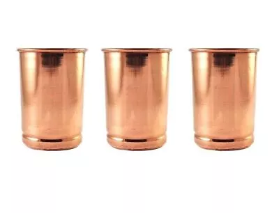 Pure Copper Tumbler Plain Design Water Drinking Glass Copper 300ml Set Of 3Pcs • $17.55