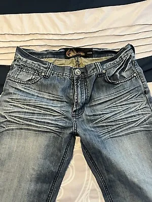 Sovereign Men’s 34x30 Dark Wash Jeans Black Leather Studded Pockets • $18.99