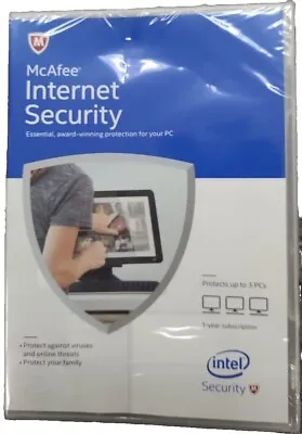 NEW McAfee Internet Security 2015 - 3 PCs 1 Year Protection NEW SEALED • $9.99