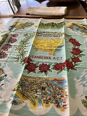 Vintage Rayon New South Wales Australia Map Tablecloth Souvenir 35x35 • $15