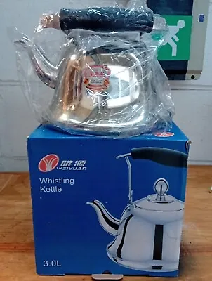 Stainless Steel Stove Top Whistling Tea 3 Litre Kettle Fast Boiling Camping UK • £10.99