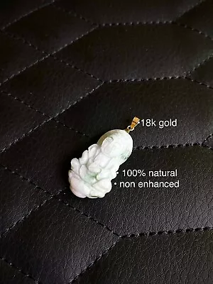 Real 18K Gold Quan/Kwan Yin Buddha Natural Jade White Green Blue Black About 1” • $48