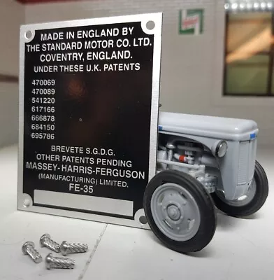 £12.65 • Buy Massey Ferguson FE35 35 Grey Gold Tractor Commission Plate 7 Patent Nos 1956-57