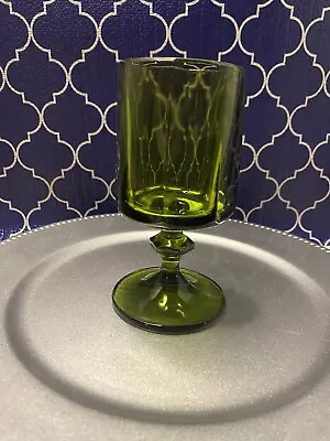 Vintage Indiana Glass Colony Nouveau Footed Water Goblet Avocado Green EUC • $0.99