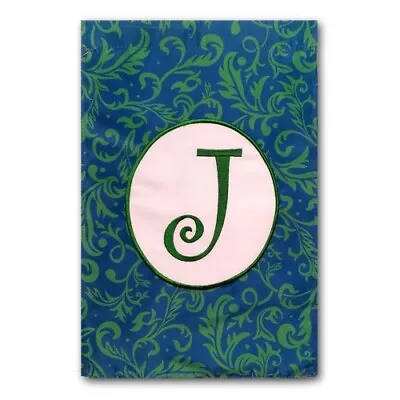 Stately Scroll Monogram  J  Garden Flag - 12.5  X 18  | Custom Decor • $7.95