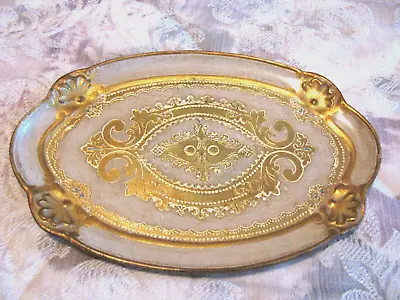 Vintage Handmade Florence Decorative Wooden Small Oval Tray 10  X  7  • $24