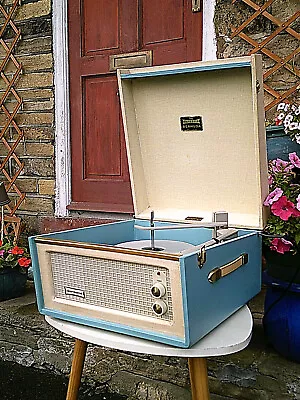 £375 • Buy FAB 1963 VINTAGE DANSETTE BERMUDA RECORD PLAYER In PALE BLUE & CREAM!